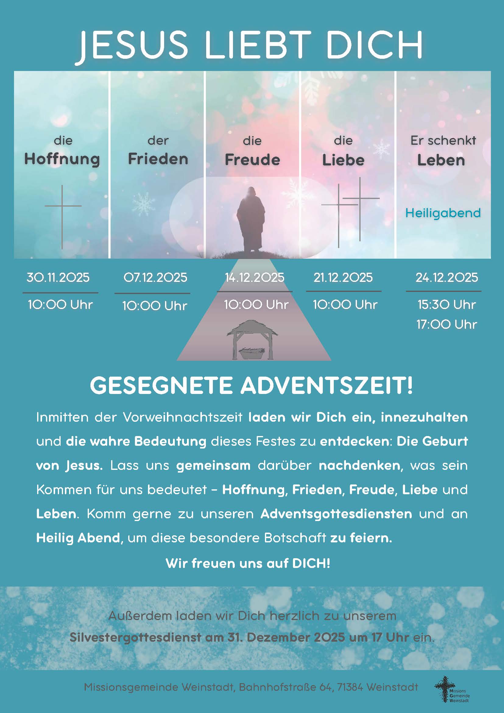 Advents- und Weihnachtsgottesdienste 2025 Herzliche Einladung!