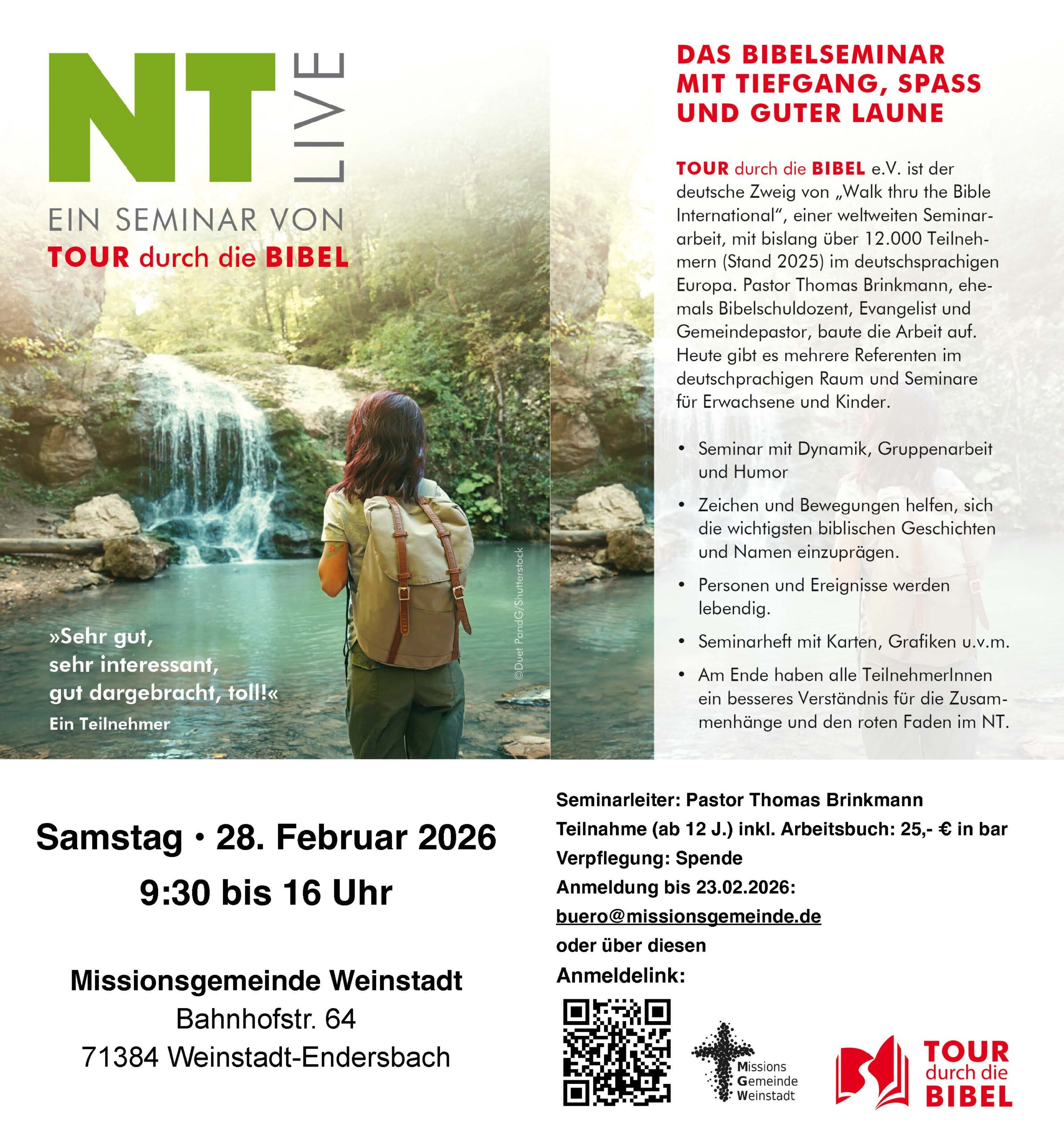 NT LIVE  Ein Seminar vonTour durch die Bibel am Sa. 28.02.26 von 9:30-16:00 Uhr