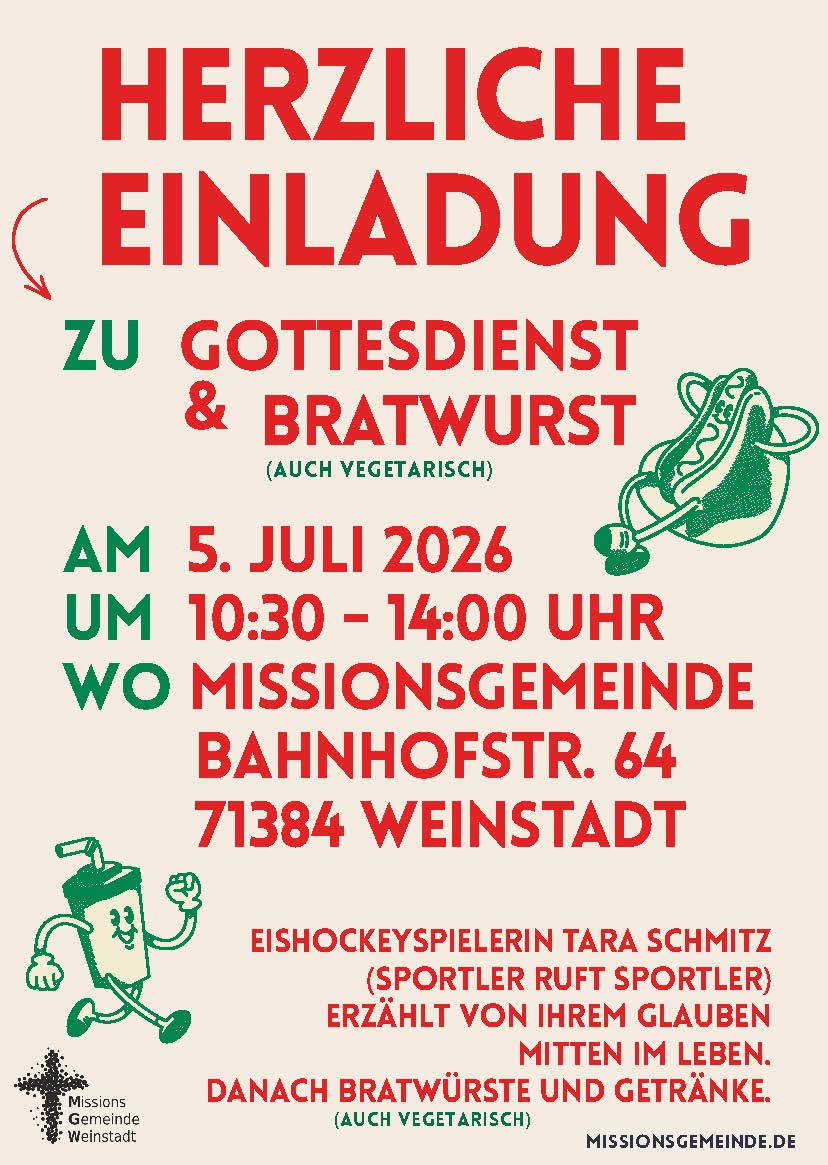 Gottesdienst & Bratwurst am 5. Juli 2025, 10:00 Uhr – Herzliche Einladung!
